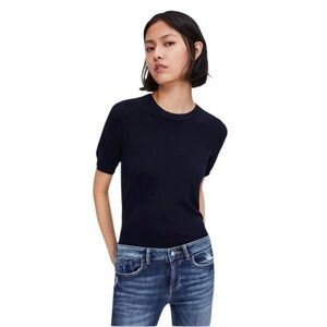 Zara Short Sleeve Knit Sweater Black Size Small #1836